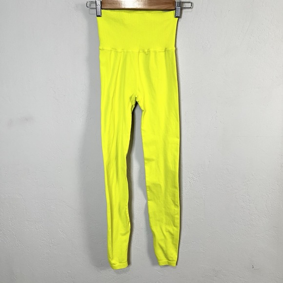 Free People Pants - Free People Movement Leggings Good Karma XS/S High Rise 7/8 Length Bright Yellow
